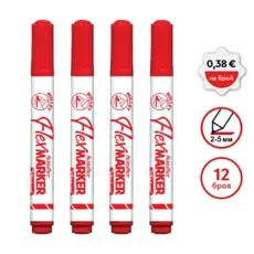 Маркер за бяла дъска FO-WB03 червен 4 броя с пиктограми