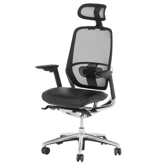 Работен стол АРЕС- седалка от черна еко кожа