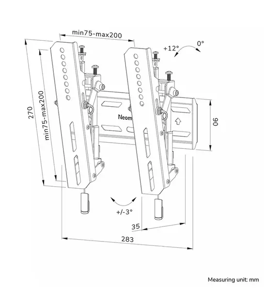 Стойка Neomounts Level-850 TV mount wall 24-65" - tiltable - lockable - fast installation