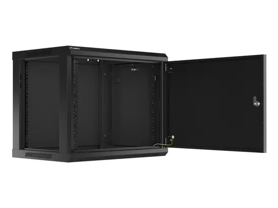 Комуникационен шкаф Lanberg rack cabinet 19' wall-mount 9U600x450 for self-assembly with metal door  black (flat pack)