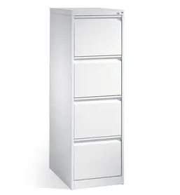 Метална картотека FRT с 4 чекмеджета - снимана отстрани, сива на цвят, затворени чекмеджета