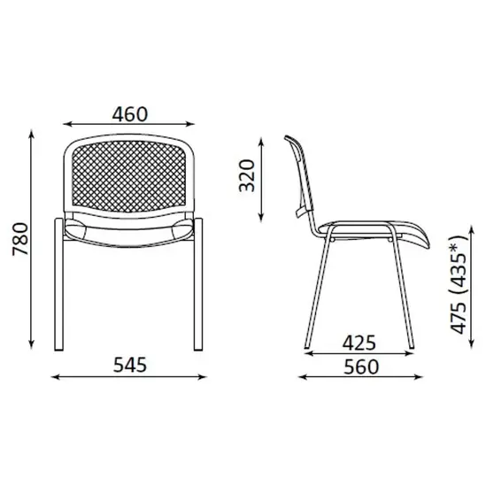 Посетителски стол Gen40 Ergo - схема, размери