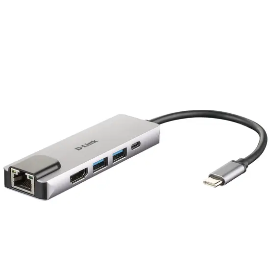 USB хъб D-Link 5-in-1 USB-C Hub with HDMIEthernet and Power Delivery