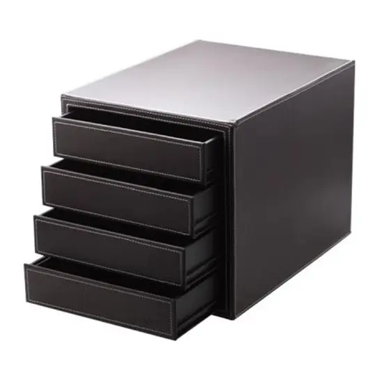 Бокс с 4 чекмеджета черен кожа