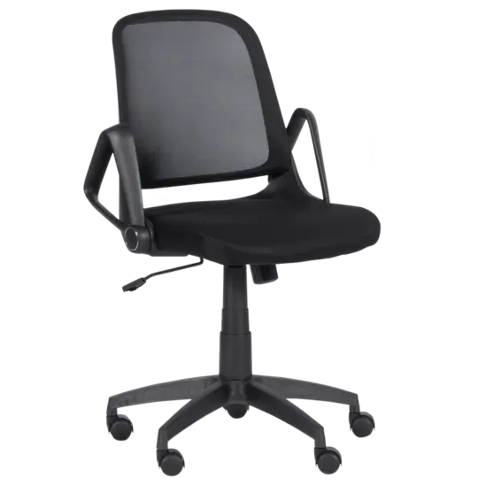 Работен стол ДИЛЯН- черна база, черна дамаска