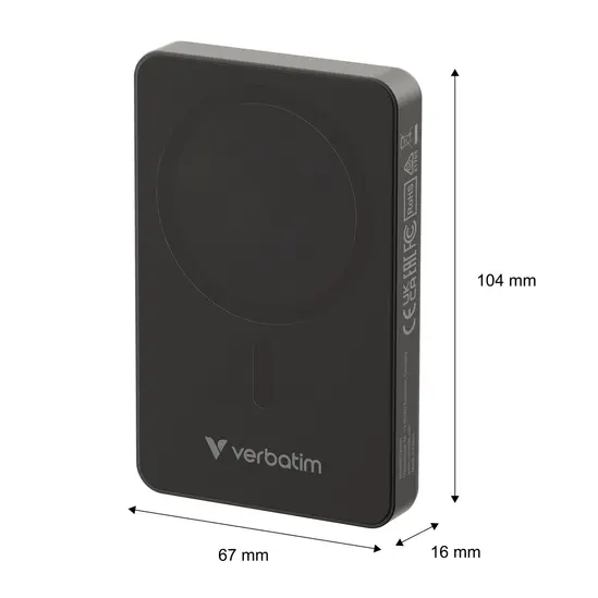 Външна батерия Verbatim Charge 'n' Go Essentials Power Bank Magnetic Wireless 10000mAh Black