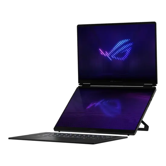 Лаптоп Asus ROG Zephyrus Duo 16, GX651AX-SR086X, Intel Ultra 9 16.0 OLED WQXGA+(WQ+) 2880X1800 16:10 Bend+500nits(HDR 1100nits) Glare DCI-P3:100%,120 HzLPDDR5X 64GB (onbd) ,2TB G4,RTX5090 24 GB G5,Wi-Fi 7 ,Backlit Kbd 1-Zone RGB, Windows 11 Pro,Stell