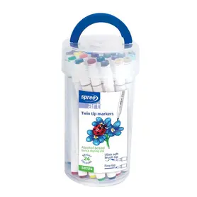 Флумастери Spree Art Soft Brush двувърхи 24 цвята цилиндър