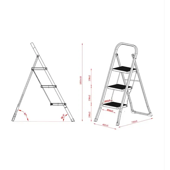 Стълба метална 3 стъпала - схема