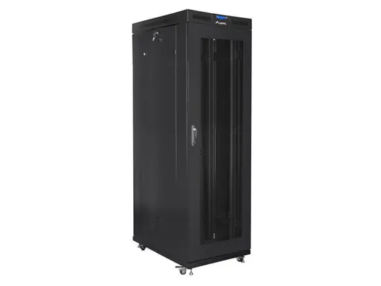 Комуникационен шкаф Lanberg rack cabinet 19' free-standing 27U800x1200 (flat pack) with mesh door lcd black