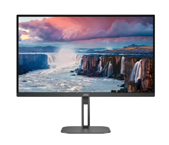 Монитор AOC Q27V5NBK, 27' VA WLED, 2560x1440@75Hz, 4ms GtG, 300cd m2, 4000:1, 20M:1 DCR, Adaptive Sync, FlickerFree, Low Blue Light, 3Wx2, Tilt, Height Adjust, Pivot, Swivel, 2xHDMI, 2xDP