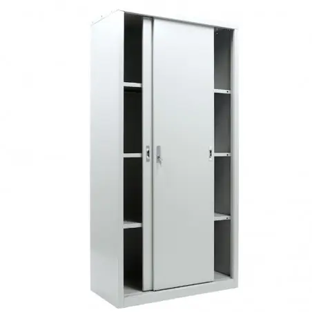 Архивен шкаф PMT с 4 отделения  183х91.5х45.8 см - с плъзнати двете врати в средата, празен, сниман отпред