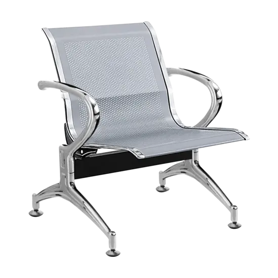 Посетителска пейка BTL 41- снимка отпред, хромиранани подлакътници, метална