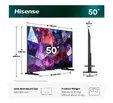 Телевизор Hisense 50" E7S Pro, 4K Ultra HD 3840x2160, QLED, Quantum Dot, 144Hz, HDR 10+ adaptive, HLG, Dolby Vision, DTS Virtual X, Smart TV, WiFi 5GHz, WiFi Direct, BT, Anyview Cast, 4xHDMI, 2xUSB, LAN, CI+, DVB-T2/C/S2, Black