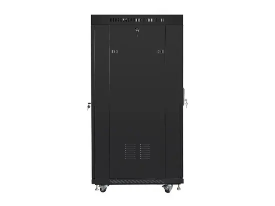Комуникационен шкаф Lanberg rack cabinet 19' free-standing 27U  600x800 self-assembly flat pack with glass door LCD, black