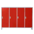 Метален гардероб детски BTL JZ с 4 отделения 130x160x40 см червен с 4 затворени врати, сниман отпред