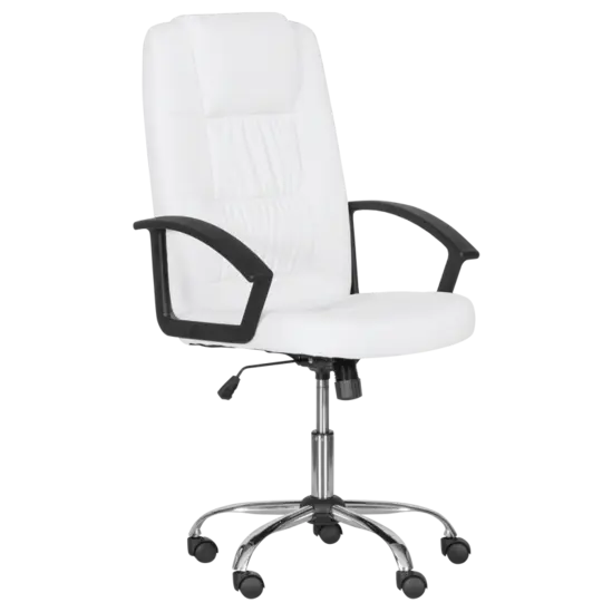 Директорски стол ГРЕГ- снимка отпред, бял цвят, еко кожа