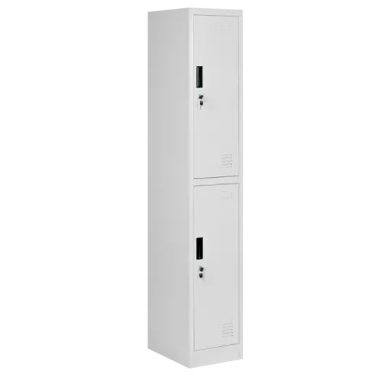 Метален гардероб BTL К с 2 отделения 185х30х45 см - сниман под ъгъл, сив, затворени врати