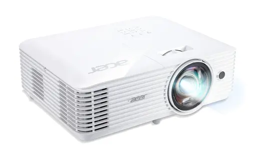 Мултимедиен проектор Acer Projector S1386WH, DLP, Short Throw, WXGA (1280x800), 3600 ANSI Lumens, 20000:1, 3D, HDMI, VGA, RCA, Audio in, Audio out, VGA out, DC Out (5V1A, USB-A), Speaker 16W, Bluelight Shield, 3.1kg, White