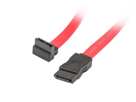 Кабел Lanberg SATA DATA III (6GBS) FF cable 50cm metal clips angled, red