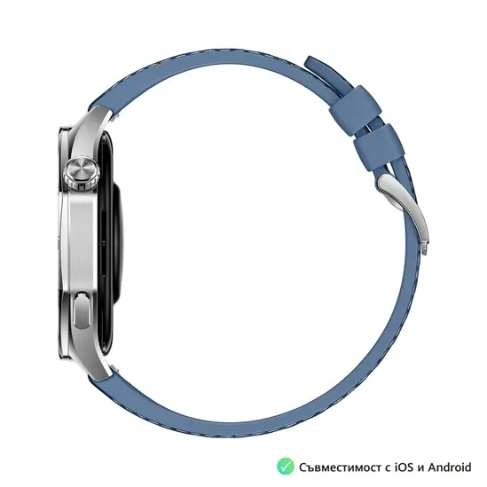 Часовник Huawei Watch GT5  Vili-B19W, 1.43', Amoled 466x466 PPI 326, BT5.2 BLEBREDR, 5ATM, 524mAh, Screenshot sharing, support message input, message notifications, Battery life up to 14 days, Compatible with iOS and Android devices, Blue Woven