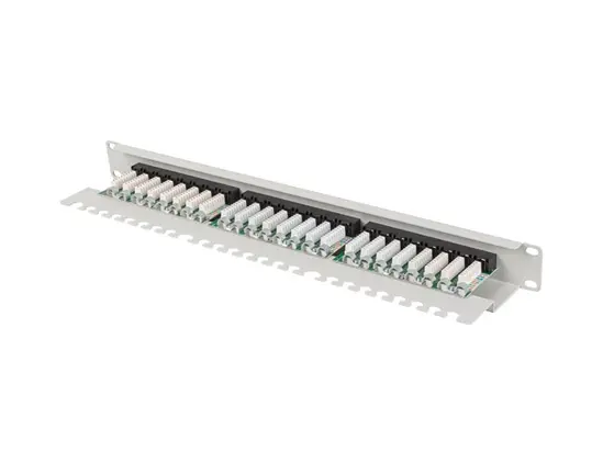 Пач панел Lanberg patch panel 24 port 1U 19' CAT.5e utp with cable organizer grey