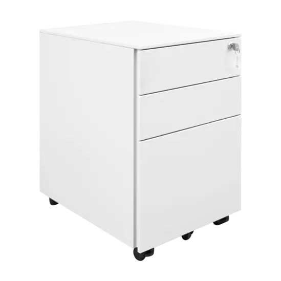 Метален контейнер ZH BTL с 3 чекмеджета - сниман отпред, затворени врати, сив