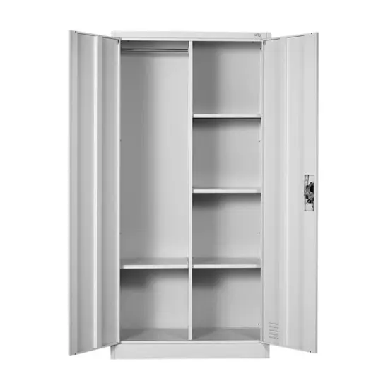 Метален гардероб KP с 6 отделения 185х90х45 см - сниман отпред, двете врати отворени, празен