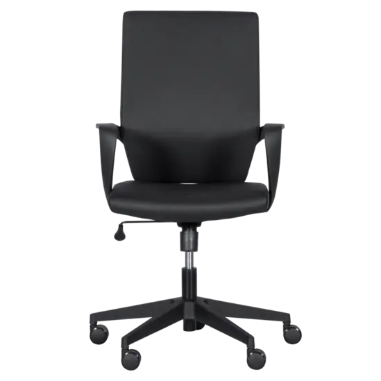 Работен стол НИКОЛА-сниман отспред, черна еко кожа