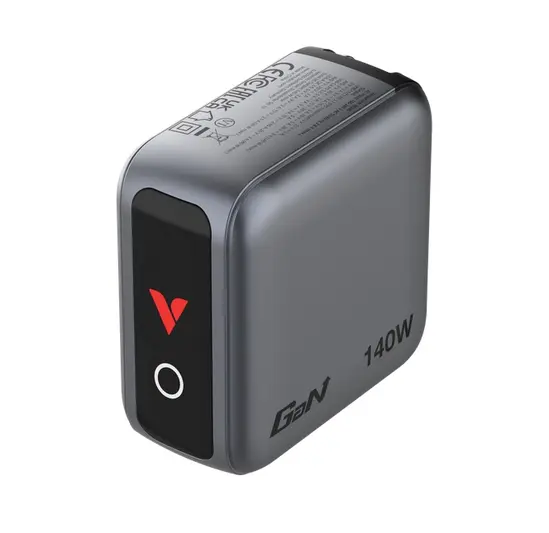 Зарядно устройство Verbatim Mini GaN Charger 140W with Display + 140W USB-C to USB-C Cable (Charger and Data transfer) Grey