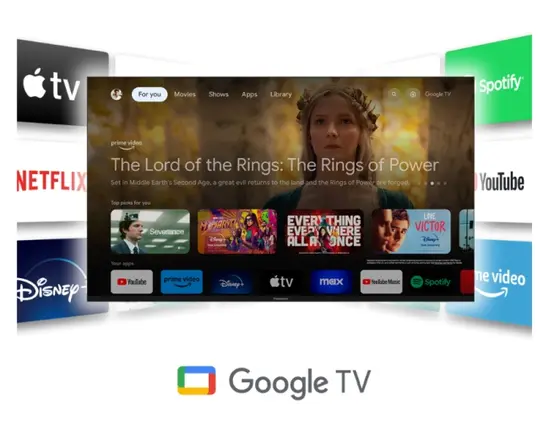 Телевизор Thomson 50" QLED Google TV; 3840 x 2160 (4K UHD), 4000:1, QLED, 60 Hz, DVB-T/T2/C/S/S2, HDR10, Wi-Fi, Bluetooth, LAN, HDMI 2 (2.0) + 2 (2.1), USB 2 (2.0) + 1 (3.0), Hotel mode, Central Swivel Stand, Dark gray