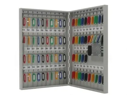 Табло за ключове EL 75 броя- сиво, отворено с наредени ключове вътре, с ел.заключване