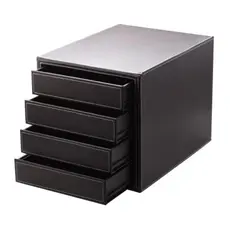 Бокс с 4 чекмеджета черен кожа