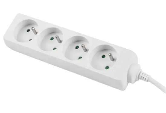 Разклонител Lanberg power strip 1.5m, 4 sockets, french quality-grade copper cable, white
