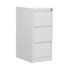 Метална картотека D BTL с 3 чекмеджета - снимана отстрани, сива на цвят, със затворени чекмеджета