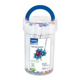 Флумастери Spree Art Soft Brush двувърхи 36 цвята цилиндър