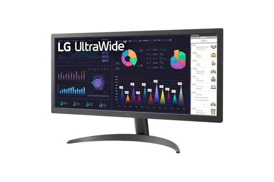 Монитор LG 26WQ500-B, 25.7' UltraWide AG, IPS Panel, 1ms MBR, 5ms, CR 1000:1, 250 cdm2, 21:9, 2560x1080, HDR 10, sRGB over 99% , AMD FreeSync, 75Hz, Reader Mode, HDMI, Headphone Out, Tilt, Headphone Out, Black