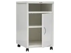 Метален медицински шкаф PMT TP3 - сглобен, сниман отпред, с отворена врата и празно горно чекмедже, долу също е празно