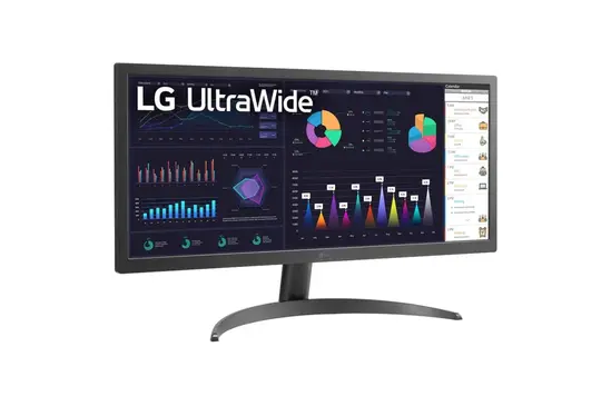 Монитор LG 26WQ500-B, 25.7' UltraWide AG, IPS Panel, 1ms MBR, 5ms, CR 1000:1, 250 cdm2, 21:9, 2560x1080, HDR 10, sRGB over 99% , AMD FreeSync, 75Hz, Reader Mode, HDMI, Headphone Out, Tilt, Headphone Out, Black