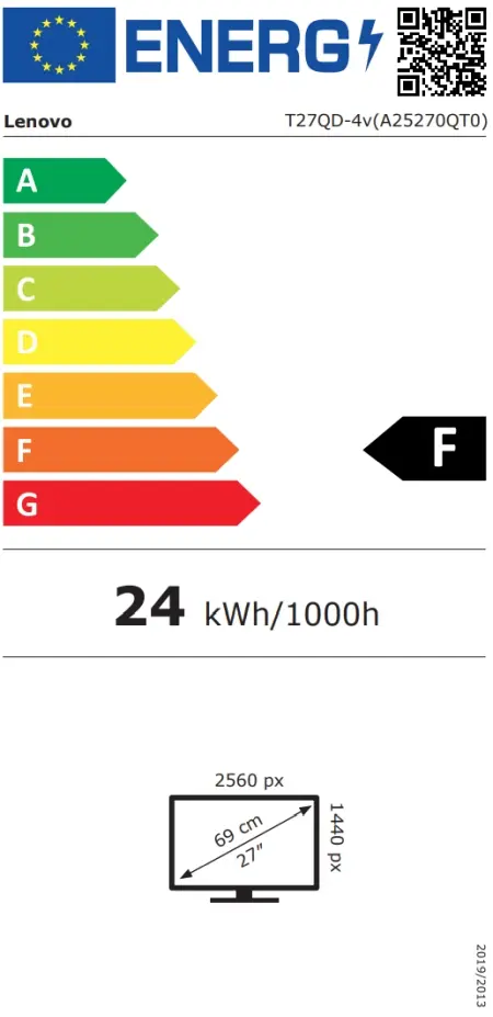 Монитор Lenovo ThinkVision T27QD-4v 27", IPS, WLED, 2560x1440, 16:9, 4ms, 48Hz - 120Hz, 350 cd/m2, 1500:1, webcam (5MP, IR+RGB), Microphone, Speakers 5Wx2, HDMI, DP, USB hub, RJ45, Tilt, Swivel, Pivot, Height Adjust Stand