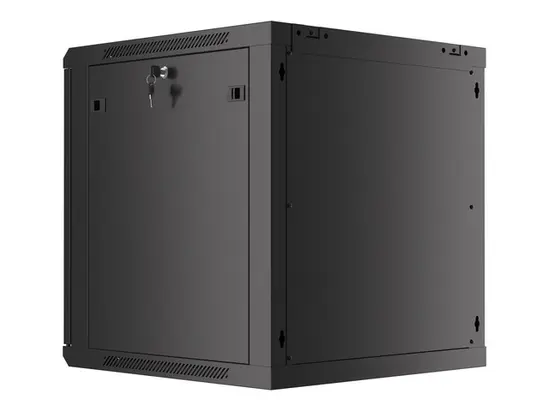 Комуникационен шкаф Lanberg rack cabinet 19' wall-mount 12U600x600 for self-assembly with metal door black (flat pack)