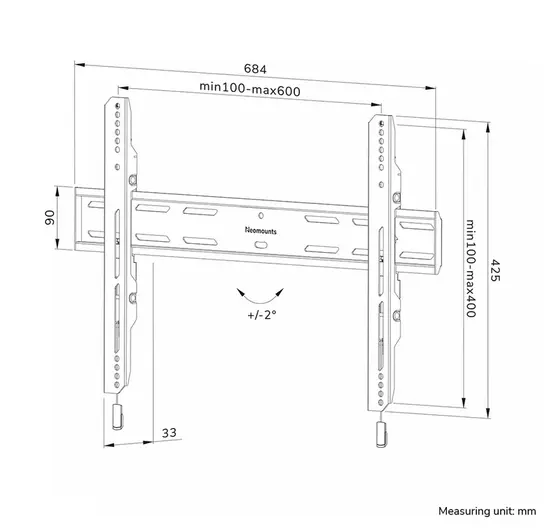 Стойка Neomounts Level-850 TV mount wall 42-86" - fixed - lockable - fast installation