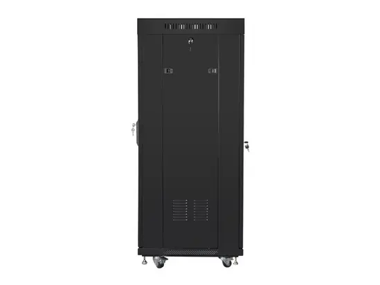Комуникационен шкаф Lanberg rack cabinet 19' free-standing 27U  600x600 self-assembly flat pack with glass door LCD, black
