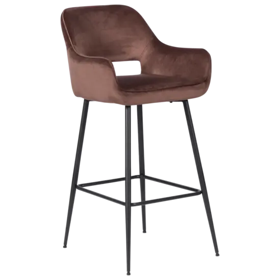 Бар стол СИМЕОНА- кафяв цвят, черен цвят крака