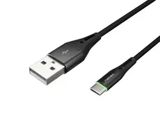 Кабел Natec USB-C(M) - USB-A (M) 2.0 cable 1m. Black LED nylon