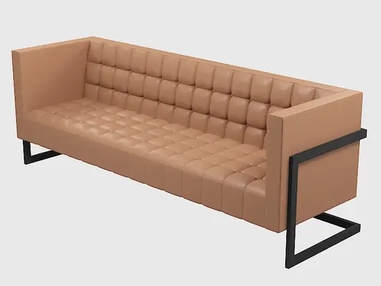 Диван триместен БАТАК BOX 03- сниман отстрани, светъл цвят на кожата