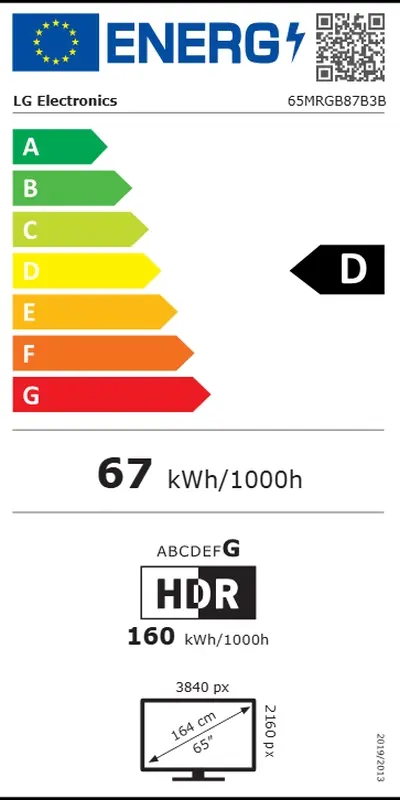 Телевизор LG 65MRGB87B3B, 65" Mini RGB evo AI Smart TV, 4K Ultra HD 3840x2160, DVB-T2/C/S2, Alpha 8 4K Gen3, 120Hz Native (VRR 144Hz), HDR10 / HLG, webOS 26 ThinQ, Dolby Vision,  Dolby Atmos, 4K Upscaling, WiFi 5, Bluetooth 5.3, AirPlay, WiFi 5, CI, HDMI,