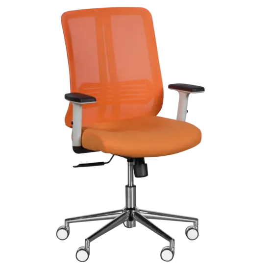 Работен стол РАДИ- оранжав цвят, хромирана база