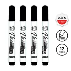 Маркер за бяла дъска FO-WB03 черен 4 броя с пиктограми