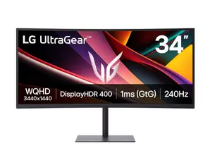 Монитор LG 34G630A-B, 34", UltraGear 21:9 Curved, VA, 1ms MBR, 5ms, WQHD (3440x1440), 240Hz, HDR 400, 4000:1, 300cdm2, DCI-P3 95%, Free-sync, NVIDIA G-SYNC Compatible, VRR, USB, USB-C, HDMI, DP, Speakers 5Wx2, PIP, PBP, Height, Swivel, Tilt, Black